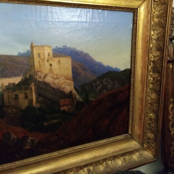 N/A>> 19th C. o/c Landscape with Castle - Picture 3 of 8